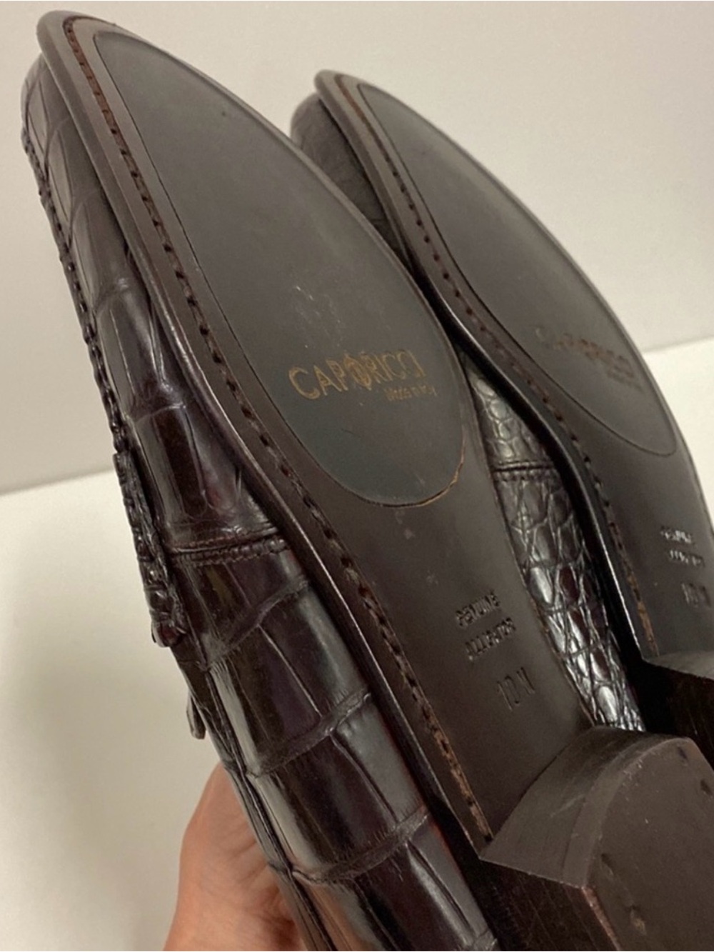 Caporicci 9961 Gold genuine alligator Leather Slip-On Loafers made 100% in Italy - Picture 7 of 12